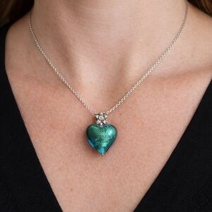 Brighton retired green teal glass heart